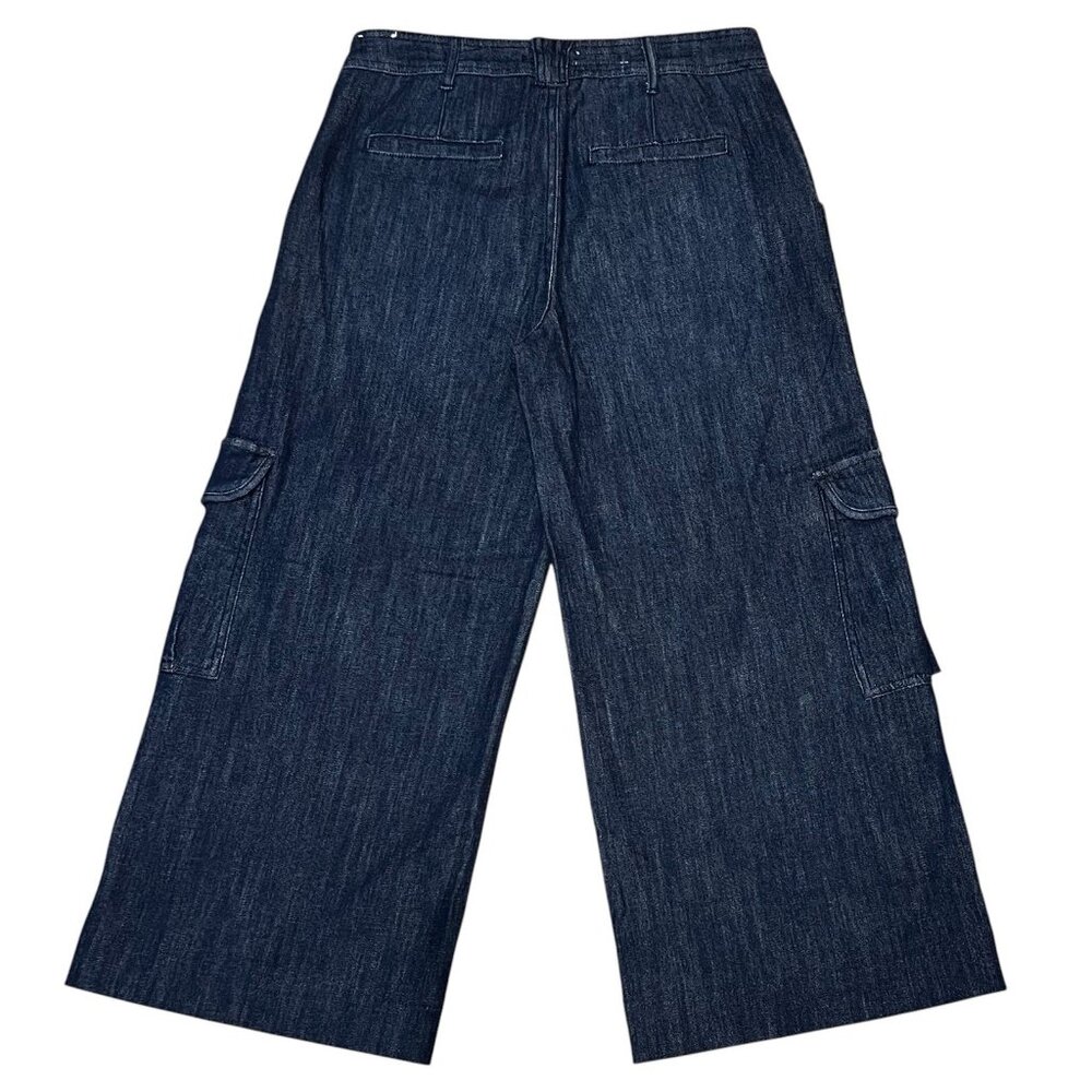 pilcro anthropologie size 27 denim cargo jeans Wide Leg blue Zipper - Picture 2 of 12